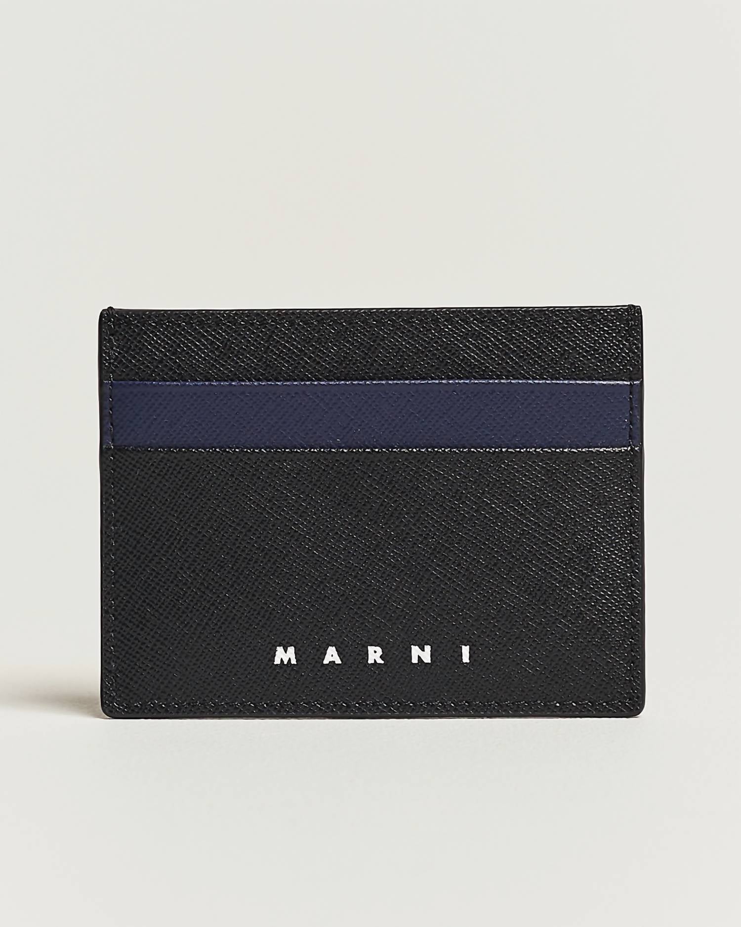 Men's Saffiano Leather Card Holder In Black/blue