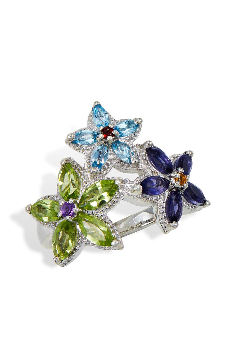 Sterling Multi Gem Floret Rg
