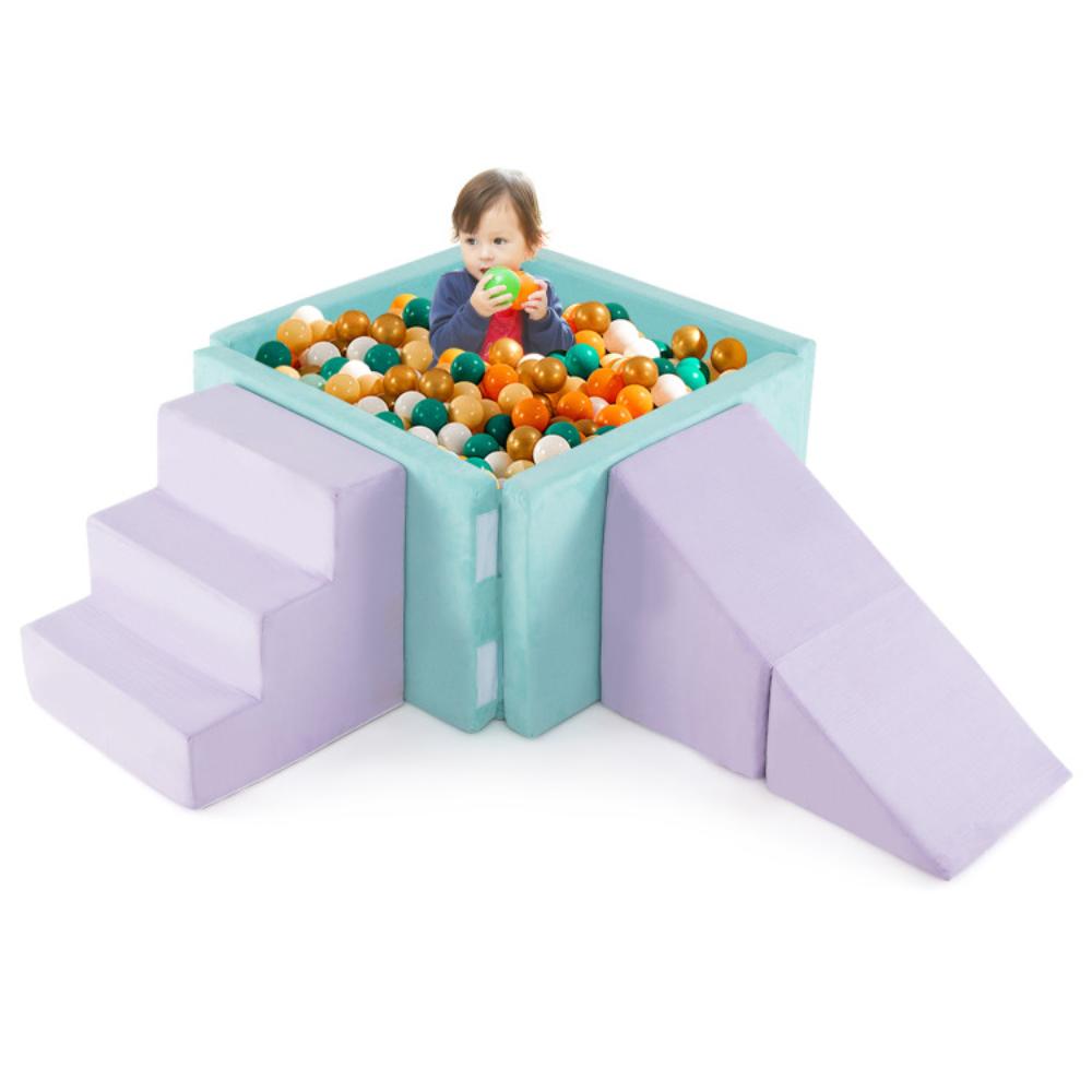 Hivvago 3-in-1 Suede Fabric Soft Play Set Foam Climbing Blocks for Toddlers-Purple