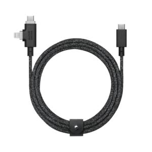 Native Union BELT-PROCCL-COS-NP 8ft Belt Cable Duo Pro USB-C to Lightning & USB-C Cosmos