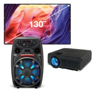 iLive KIT272BDL Bundle w/ Projector, 130" Screen & Tailgate Speaker