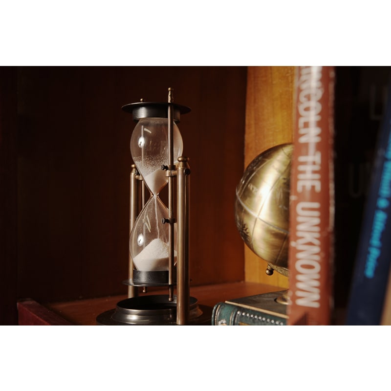 Antiqued Brass Revolving Hourglass Sand Timer