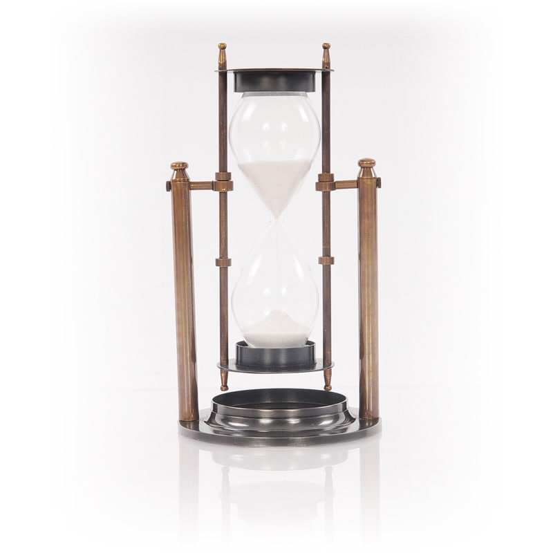 Antiqued Brass Revolving Hourglass Sand Timer