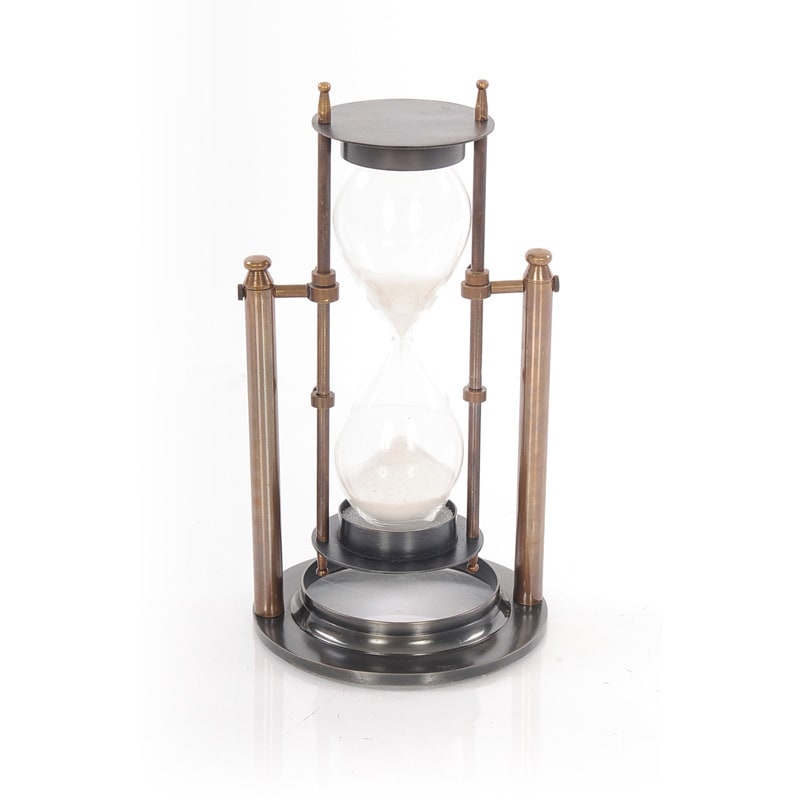 Antiqued Brass Revolving Hourglass Sand Timer