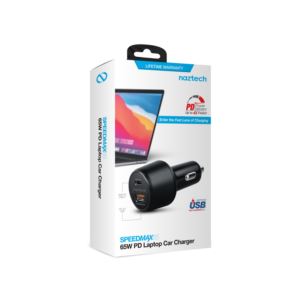 HYPERCEL 15485 SpeedMax65 65W USB-C PD + USB LAPTOP Car Charger, Quick Charge 3.0