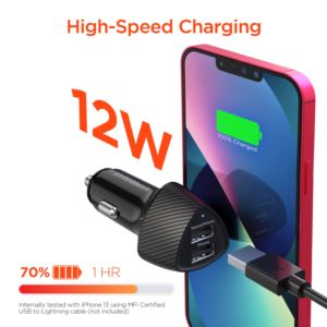 HYPERCEL 15621 HyperGear SpeedBoost 12W USB + 5W USB Car Charger - Black