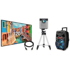 iLive KIT334BDL 720p Projector with Screen with Bluetooth Tailgate Speaker and HDMI Cable
