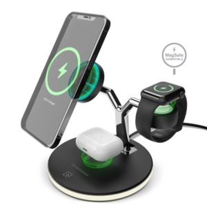 HYPERCEL 15515 HyperGear MaxCharge 3-in-1 Wireless Charging Stand with 15W Magnetic Wireless Fast Charge