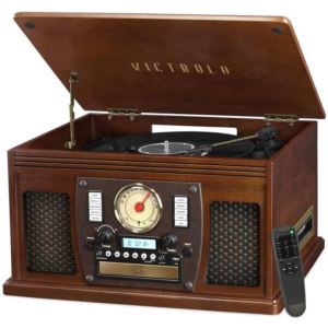 Victrola VTA-600B-ESP 8-in-1 Bluetooth Record Player & Multimedia Center, Built-in Stereo Speakers - Turntable, Espresso