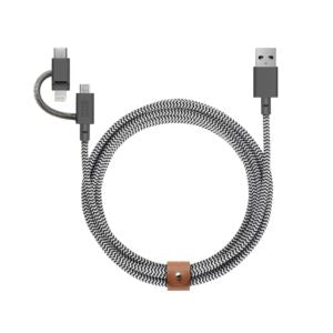 Native Union BELT-ULC-ZEB-NP Belt Cable Universal 6.5ft 3-in-1 Charging Cable Zebra