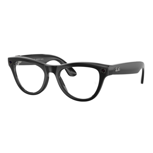 Ray-Ban Meta Skyler Smart Glasses Shiny Black/Clear-Cerulean Blue Transitions, Size 52 frame