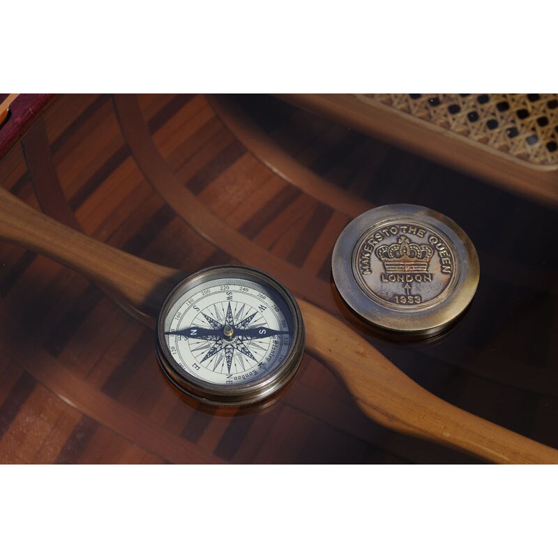 Old Modern Handicrafts Brass Makers to the Queen Compass with Leather Case