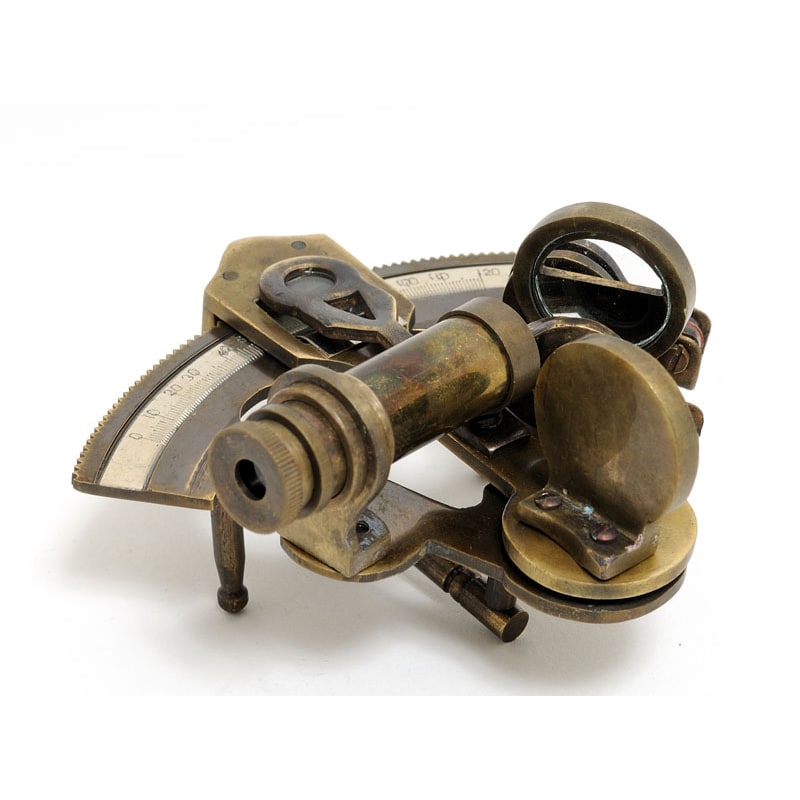 Old Modern Handicrafts Small Nautical Sextant with Leather Case