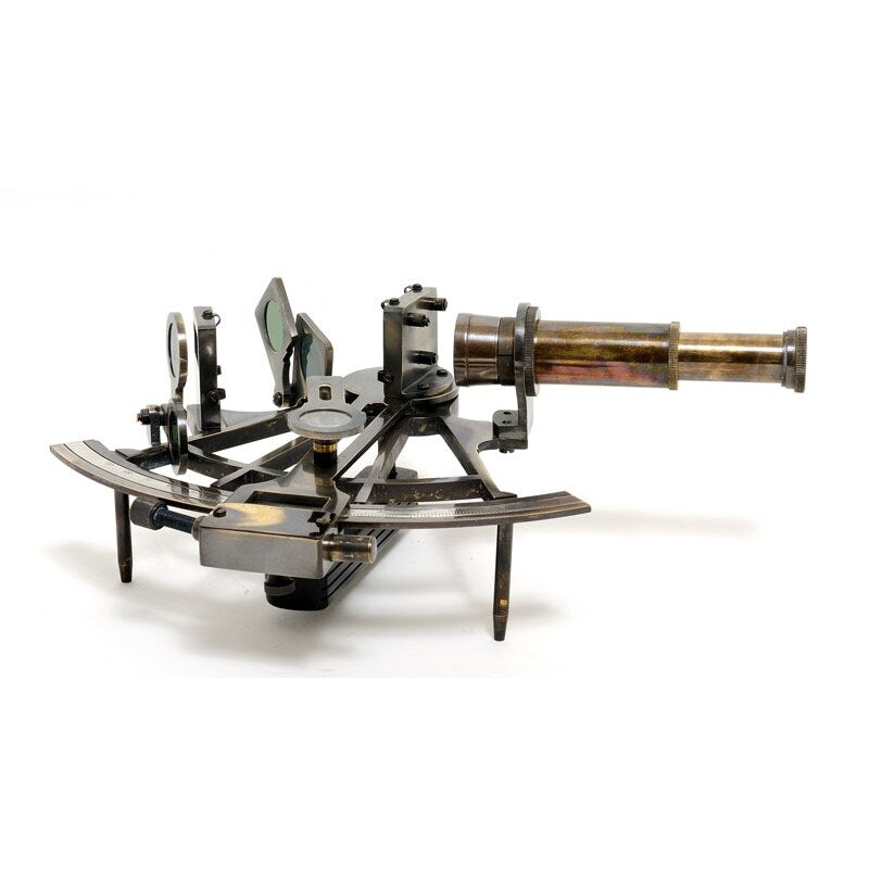 Old Modern Handicrafts Small Nautical Sextant with Leather Case