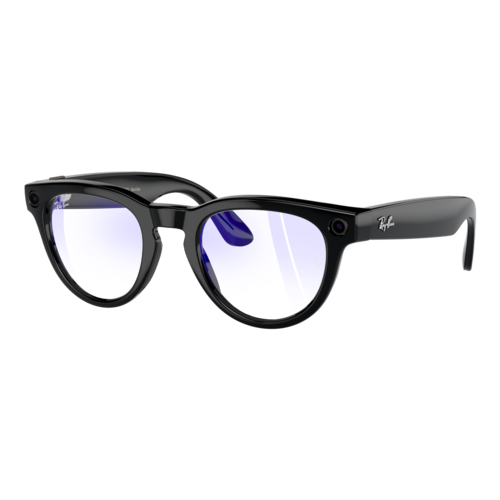 Ray-Ban Meta Headliner Smart Glasses Shiny Black/Clear with Blue-Violet Light Filter, Size 50 frame