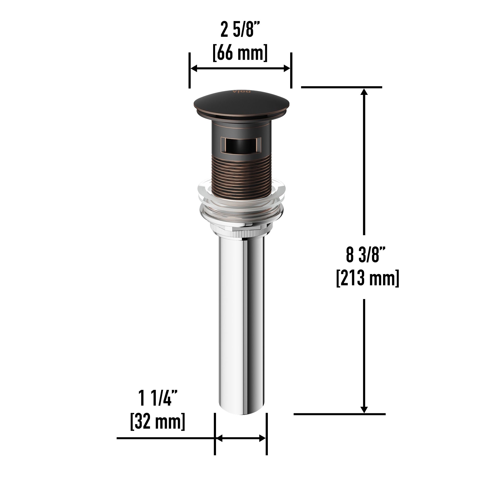 VIGO 1.75" W Bathroom Sink Pop-Up Drain in Antique Rubbed Bronze