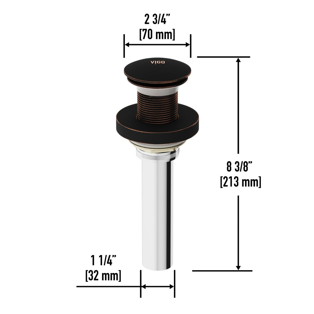 VIGO 1.75" W Vessel Bathroom Sink Pop-up Drain and Mounting Ring in Antique Rubbed Bronze
