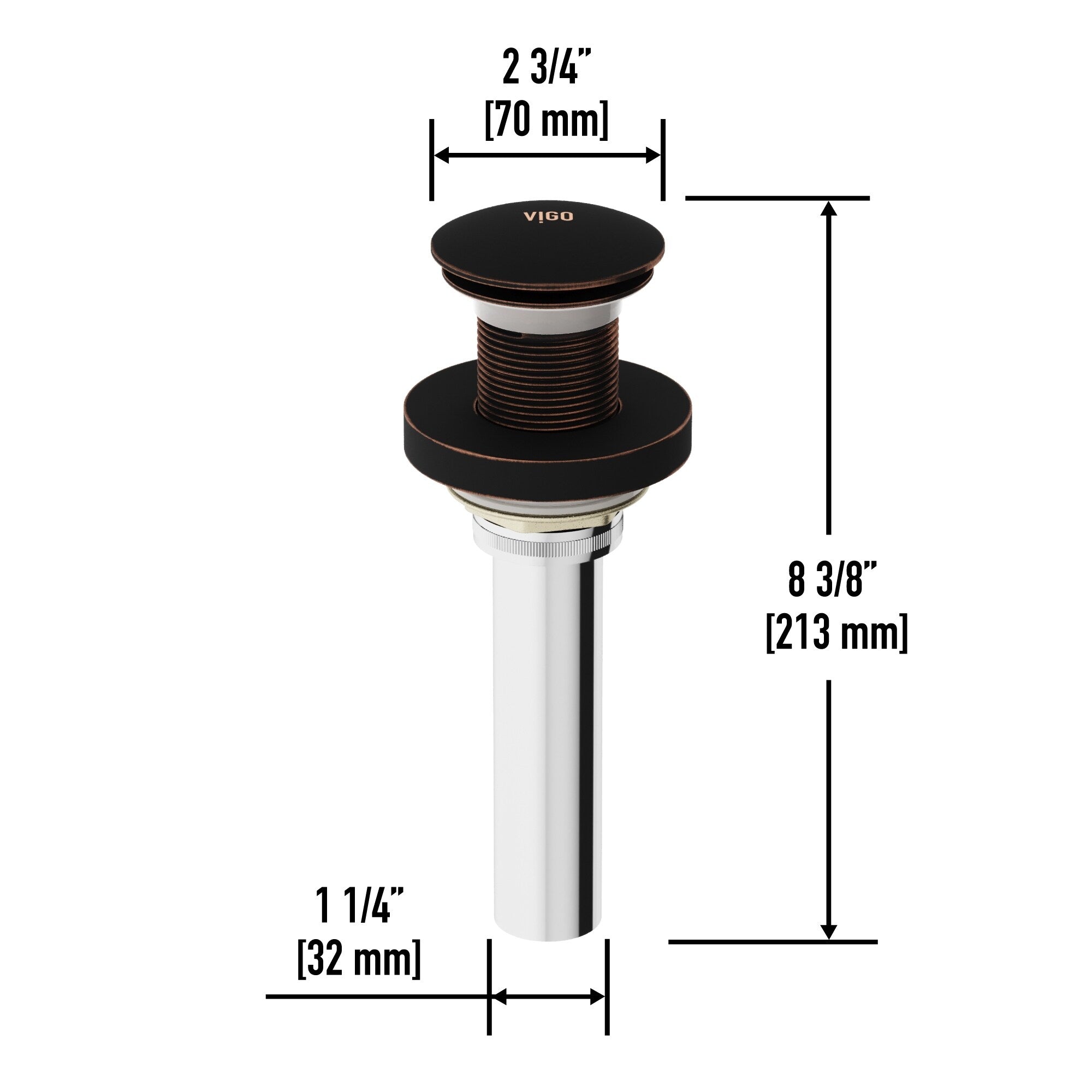 VIGO 1.75" W Vessel Bathroom Sink Pop-up Drain and Mounting Ring in Antique Rubbed Bronze