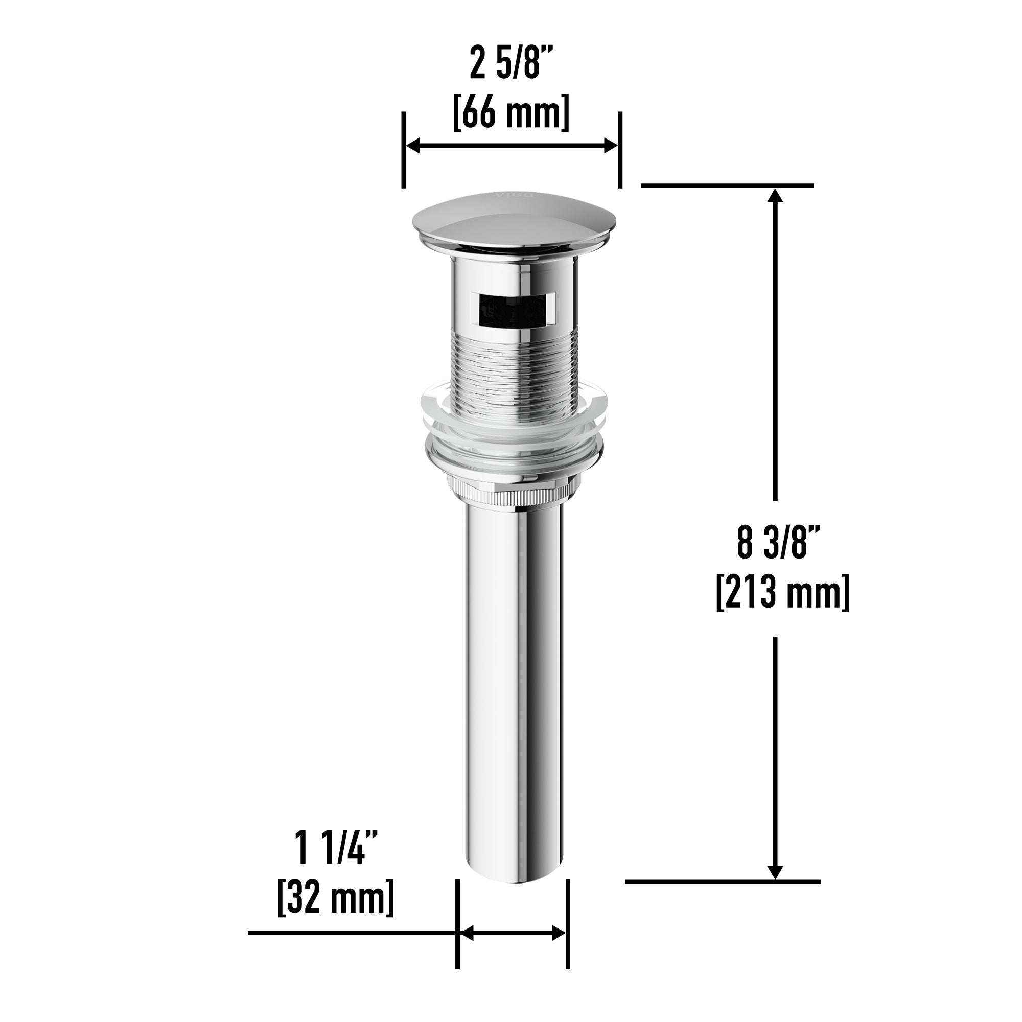 VIGO 1.75" W Bathroom Sink Pop-Up Drain in Chrome