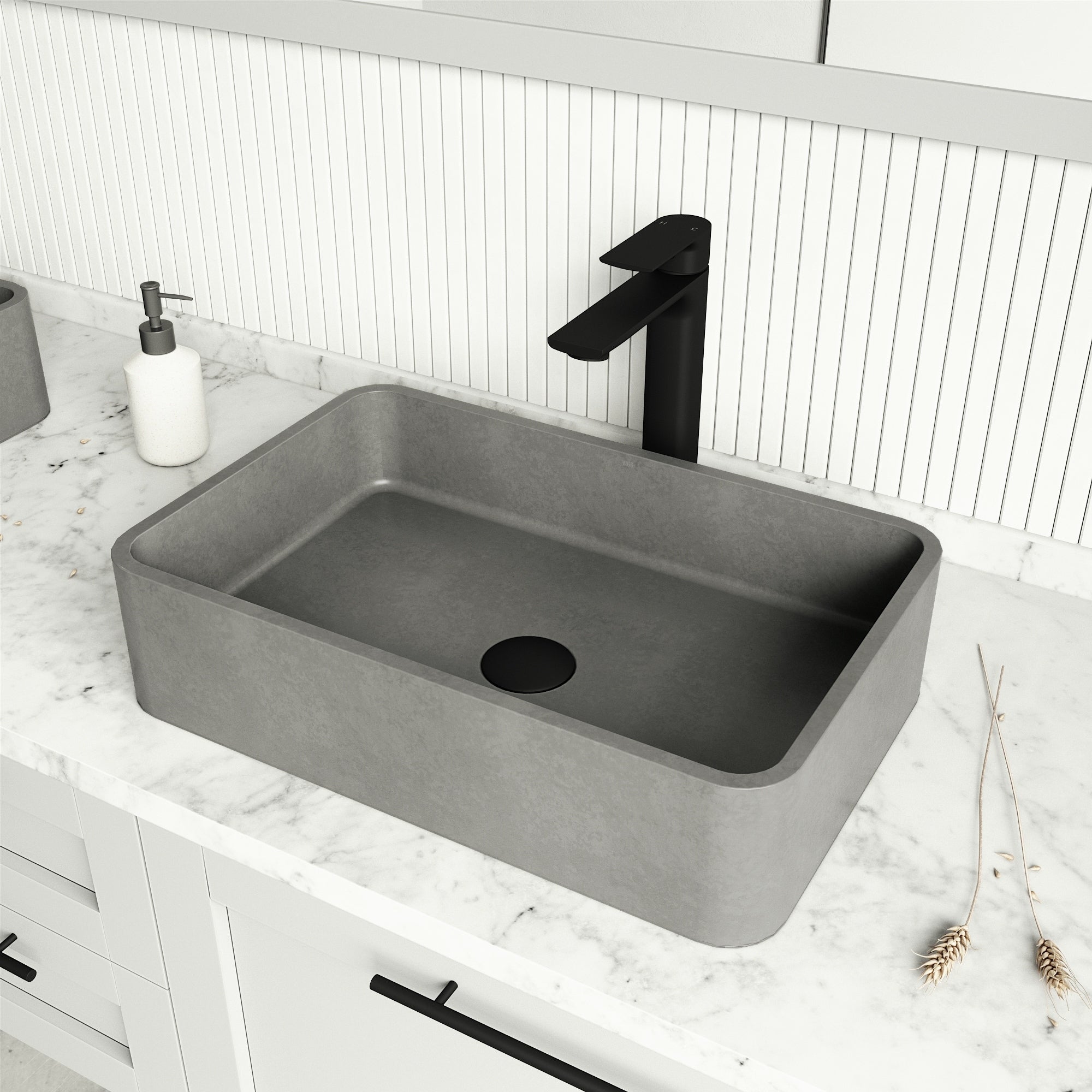 VIGO 1.75" W Vessel Bathroom Sink Pop-up Drain and Mounting Ring in Matte Black