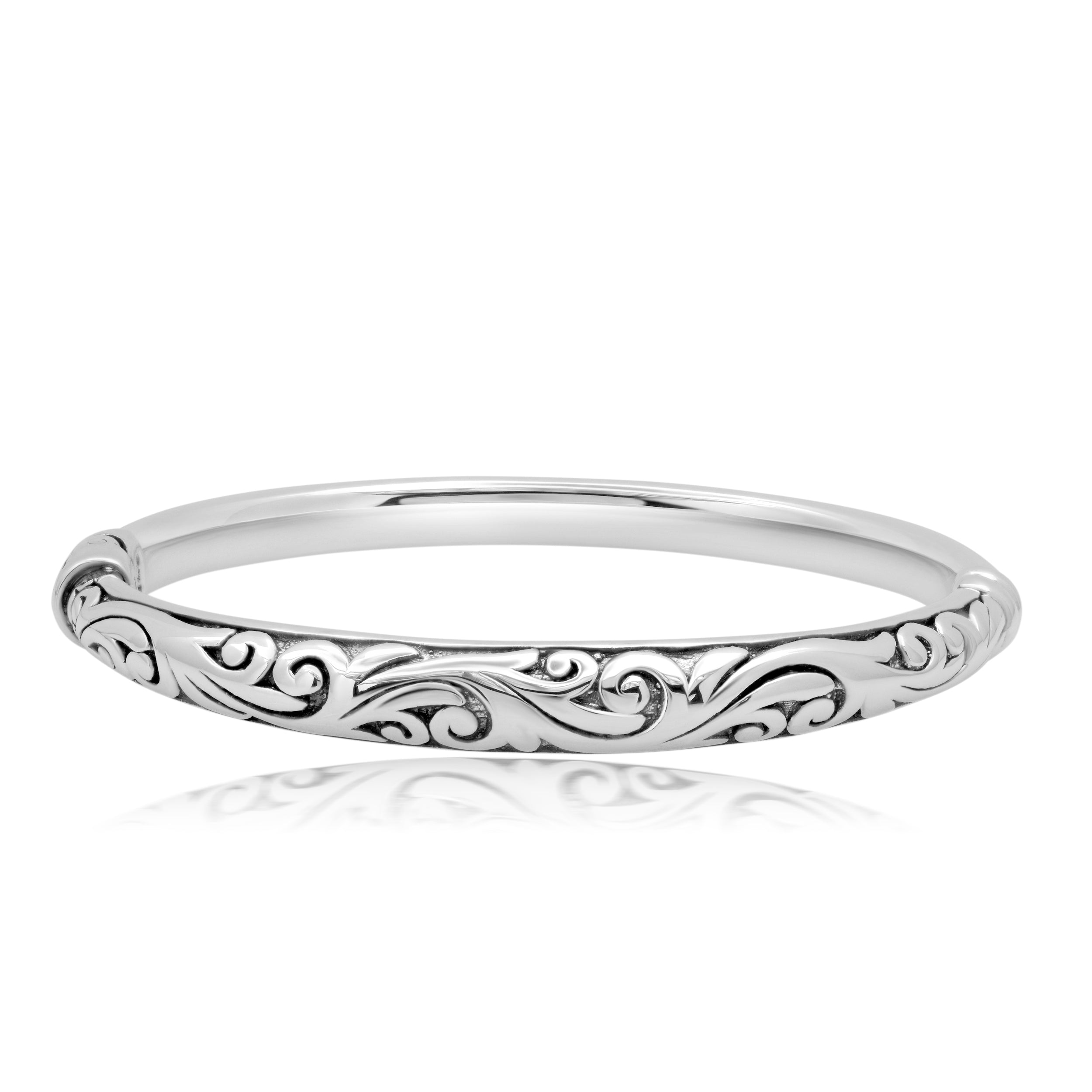 Sterling Silver Filigree Bangle Bracelet 7 inch