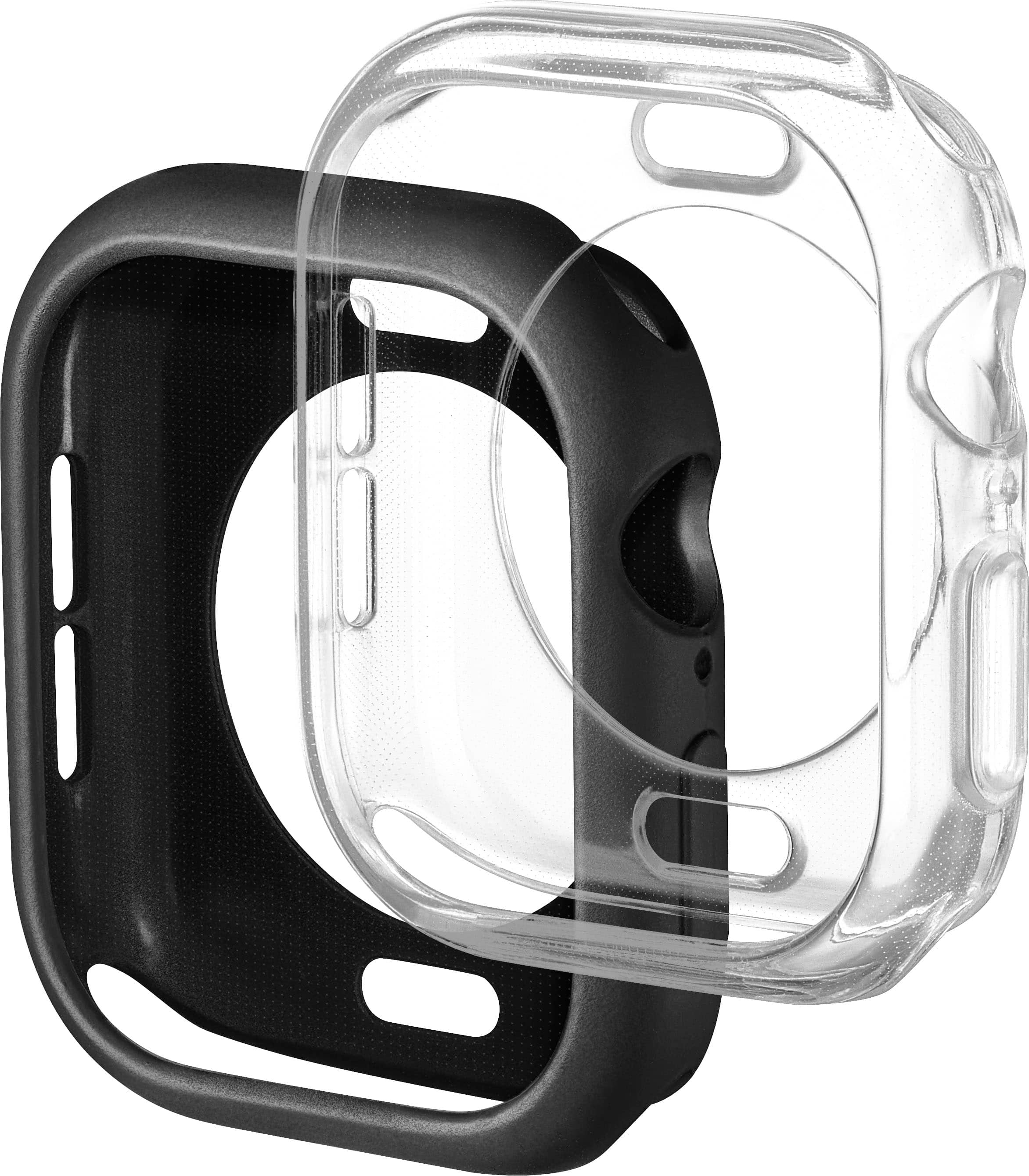 Insignia™ - Bumper Cases for Apple Watch 46mm (2-Pack) - Black/Clear