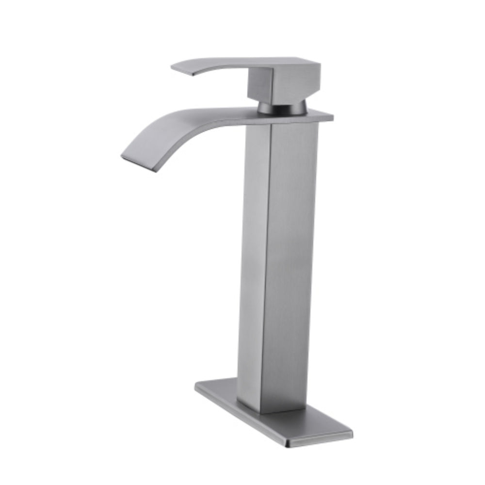 Hivvago Waterfall Spout Bathroom Faucet Single Handle Bathroom Vanity Sink Faucet - Silver