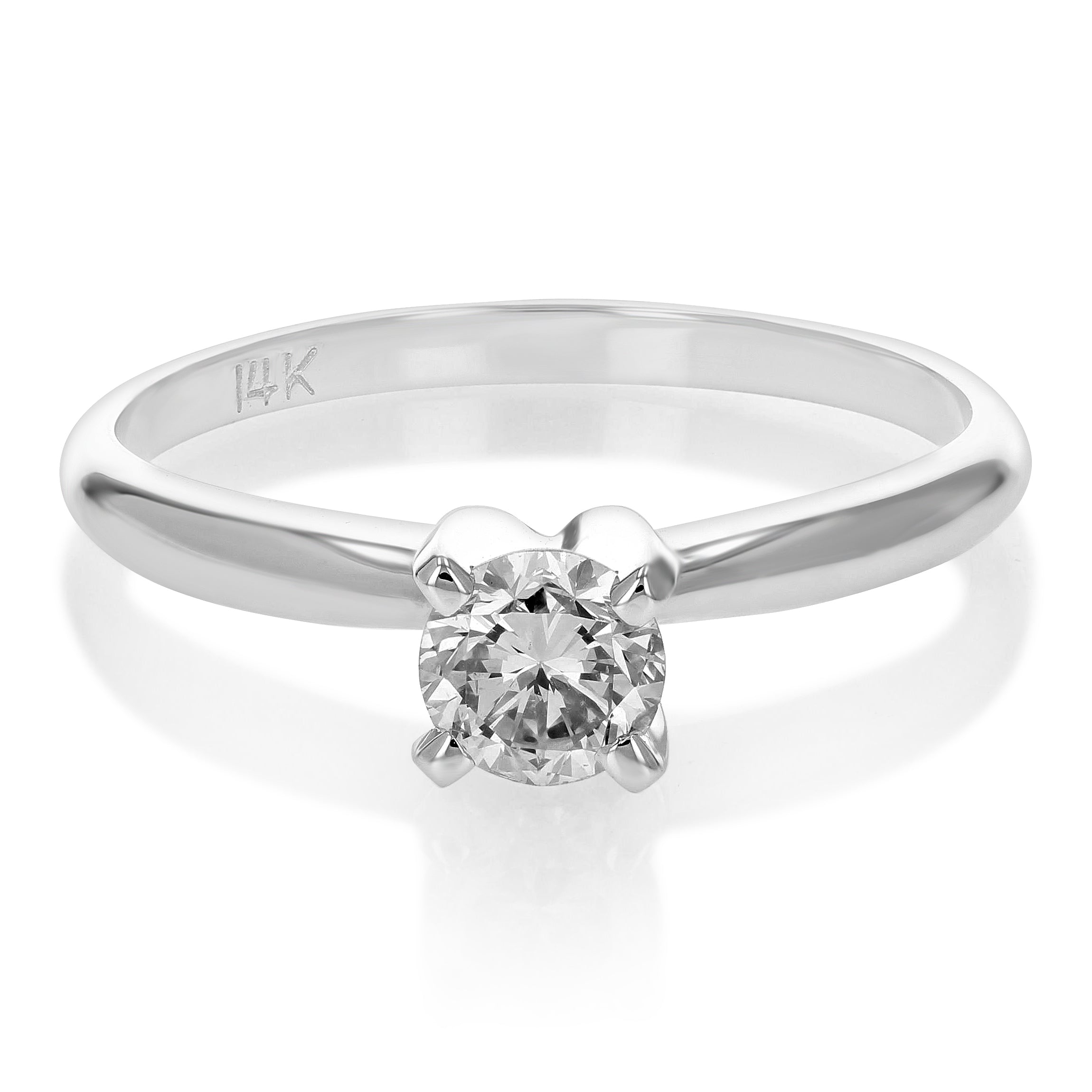 1/2 cttw SI1 Diamond Solitaire Engagement Ring 14K White Gold Round Prong