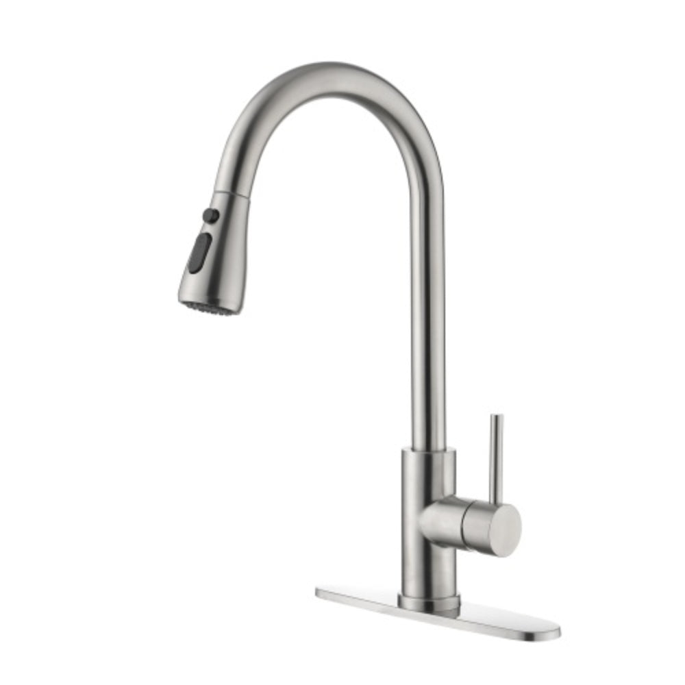 Hivvago Single Handle High Arc Brushed Nickel Pull Out Kitchen Faucet