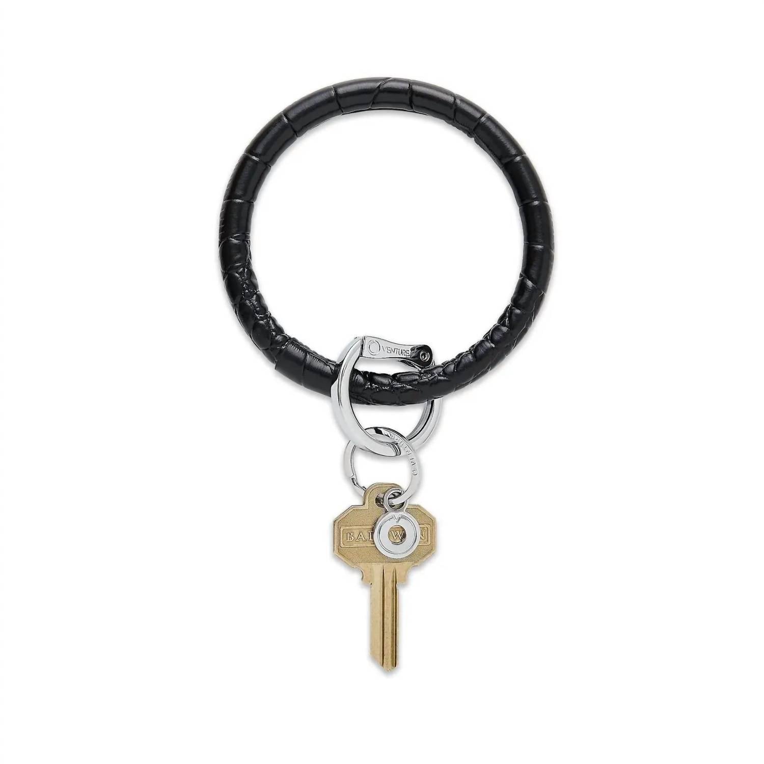 Leather Big O Key Ring In Black