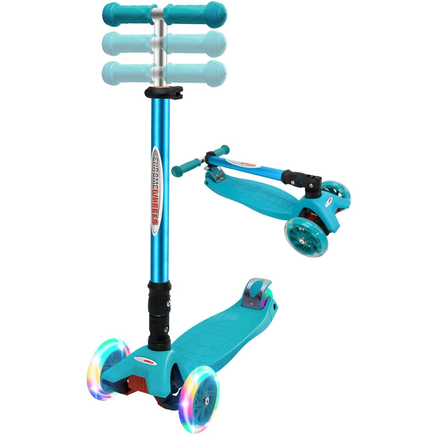 Mega Glidekick Scooter With Led Lights In Aqua