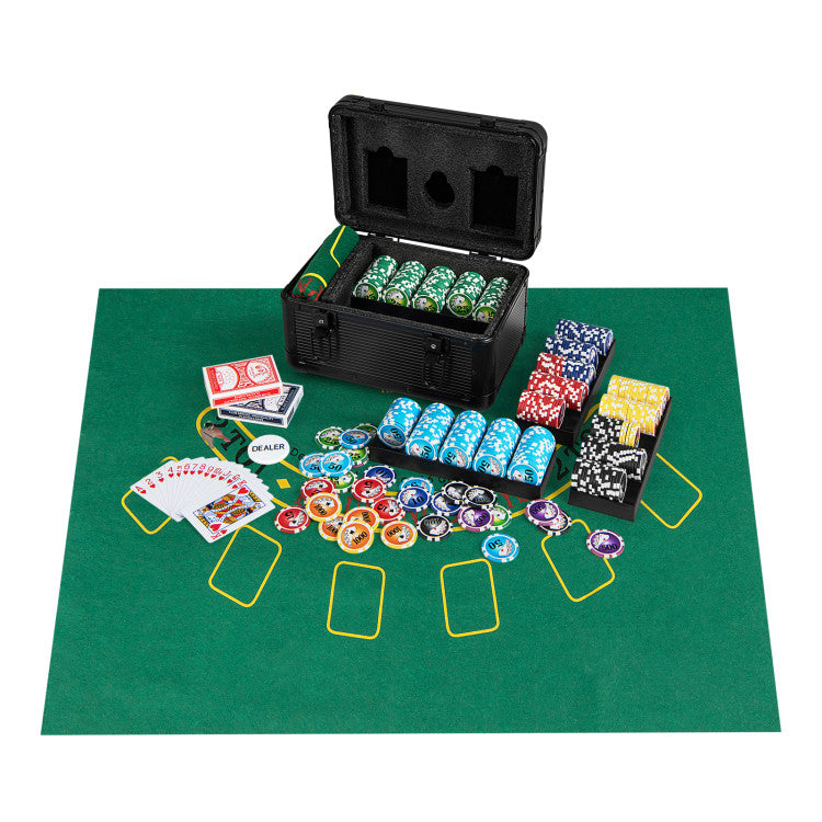 Casino Poker Chips with 600 Pieces Chips Texas Holdem Poker Chip Set
