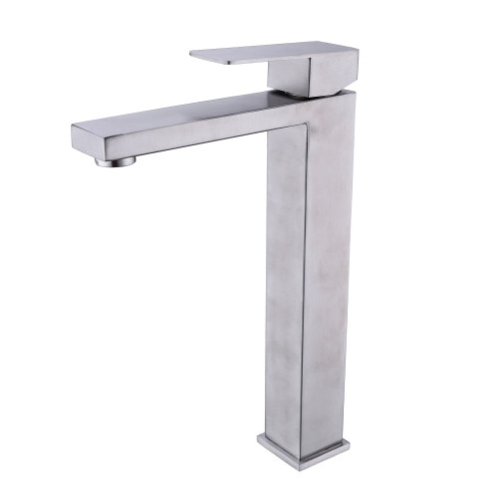 Hivvago Sleek Brushed Nickel Single Handle Vanity Bathroom Faucet - Silver