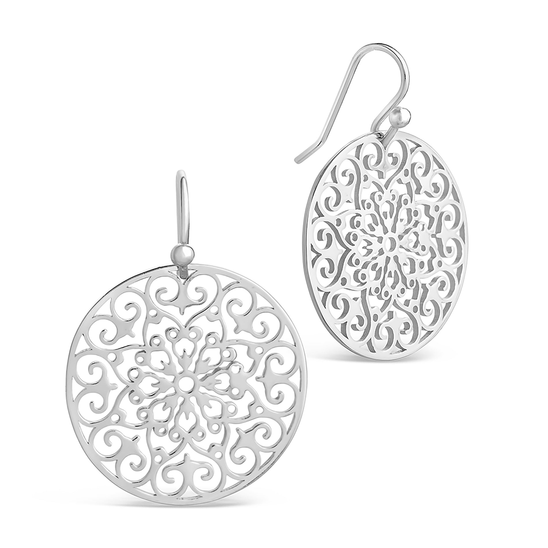 Round Filigree Dangle Earrings-Rose Gold