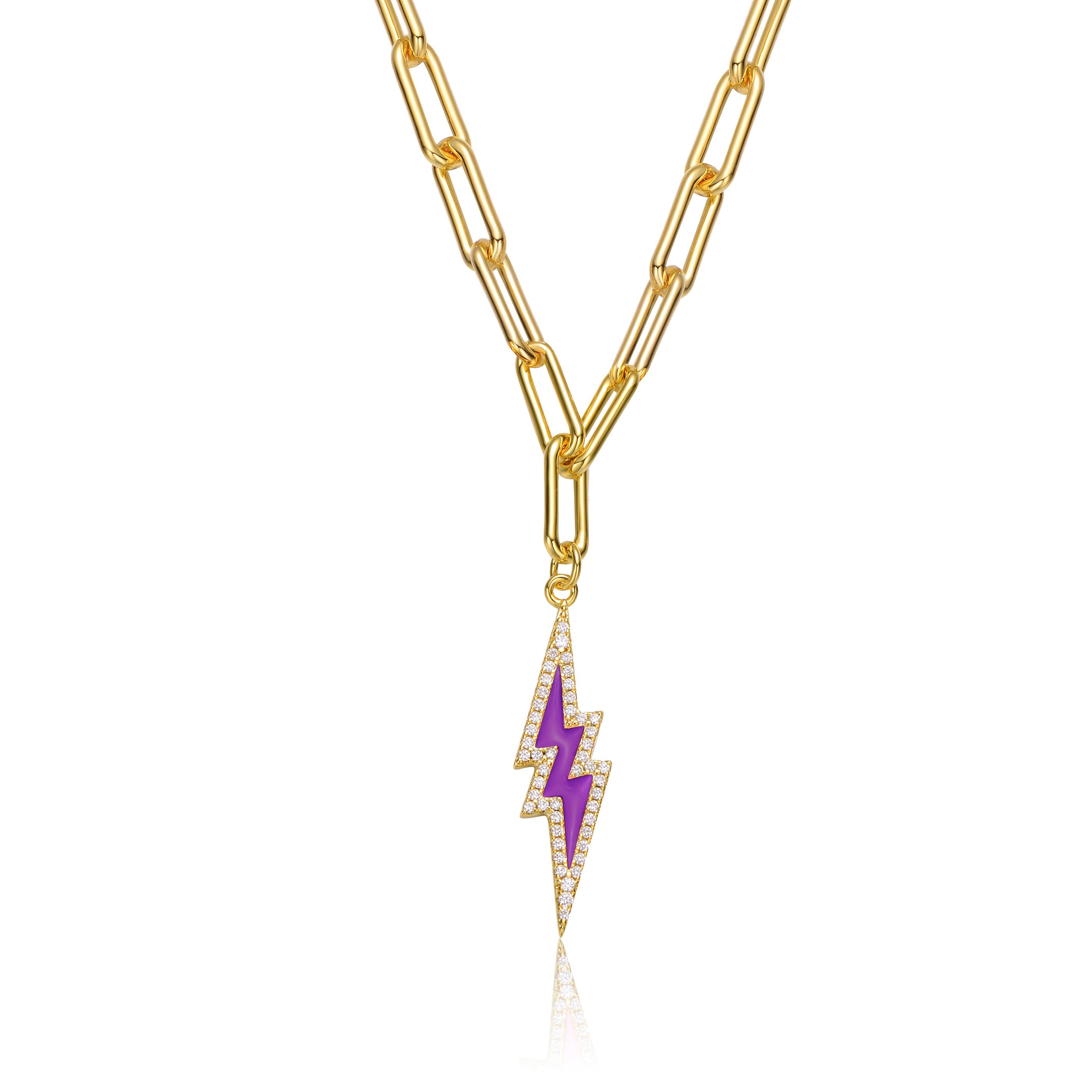 Rg 14K Gold Plated Cubic Zirconia Charm Necklace