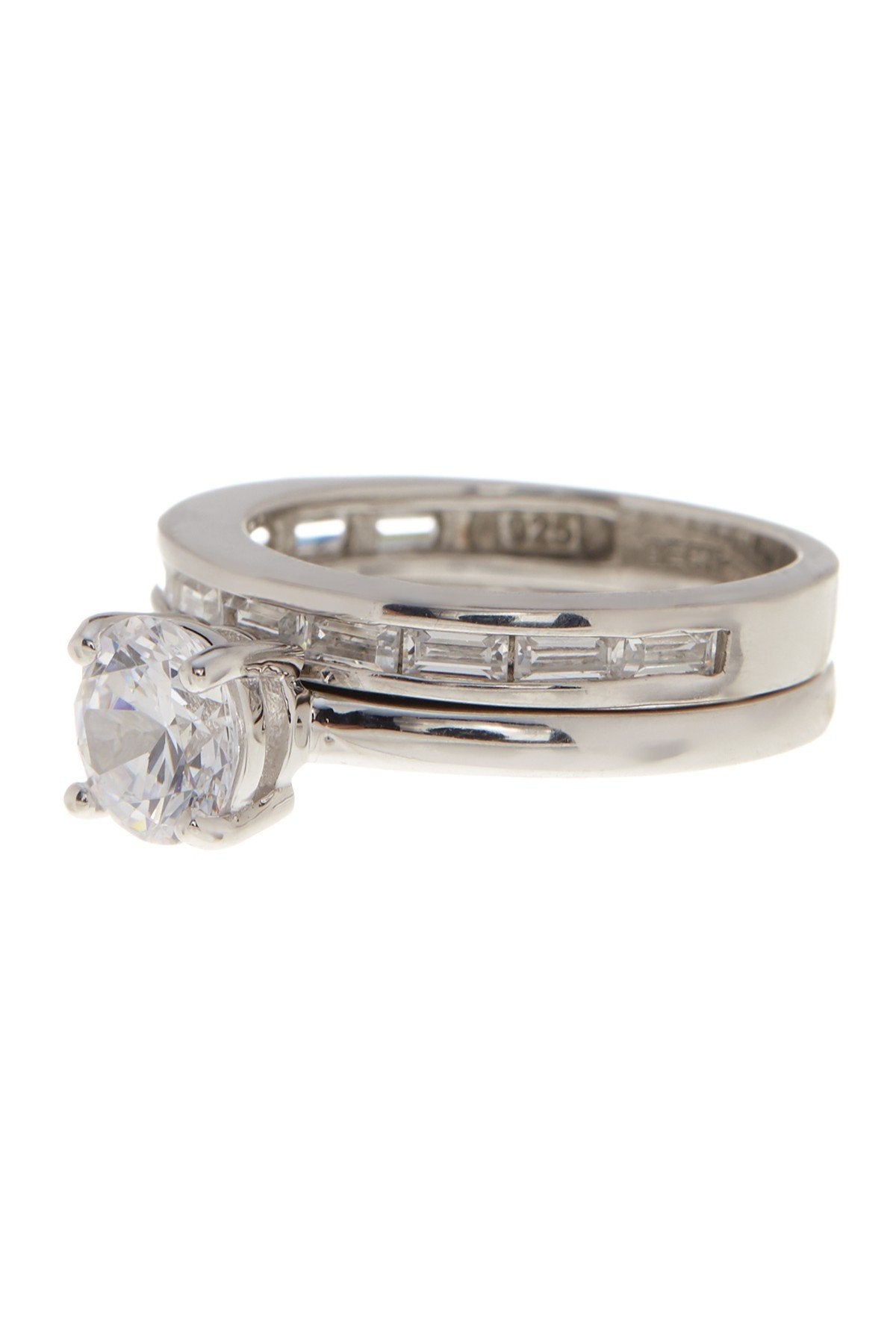 Sterling Silver Round CZ Solitaire Ring Set of 2
