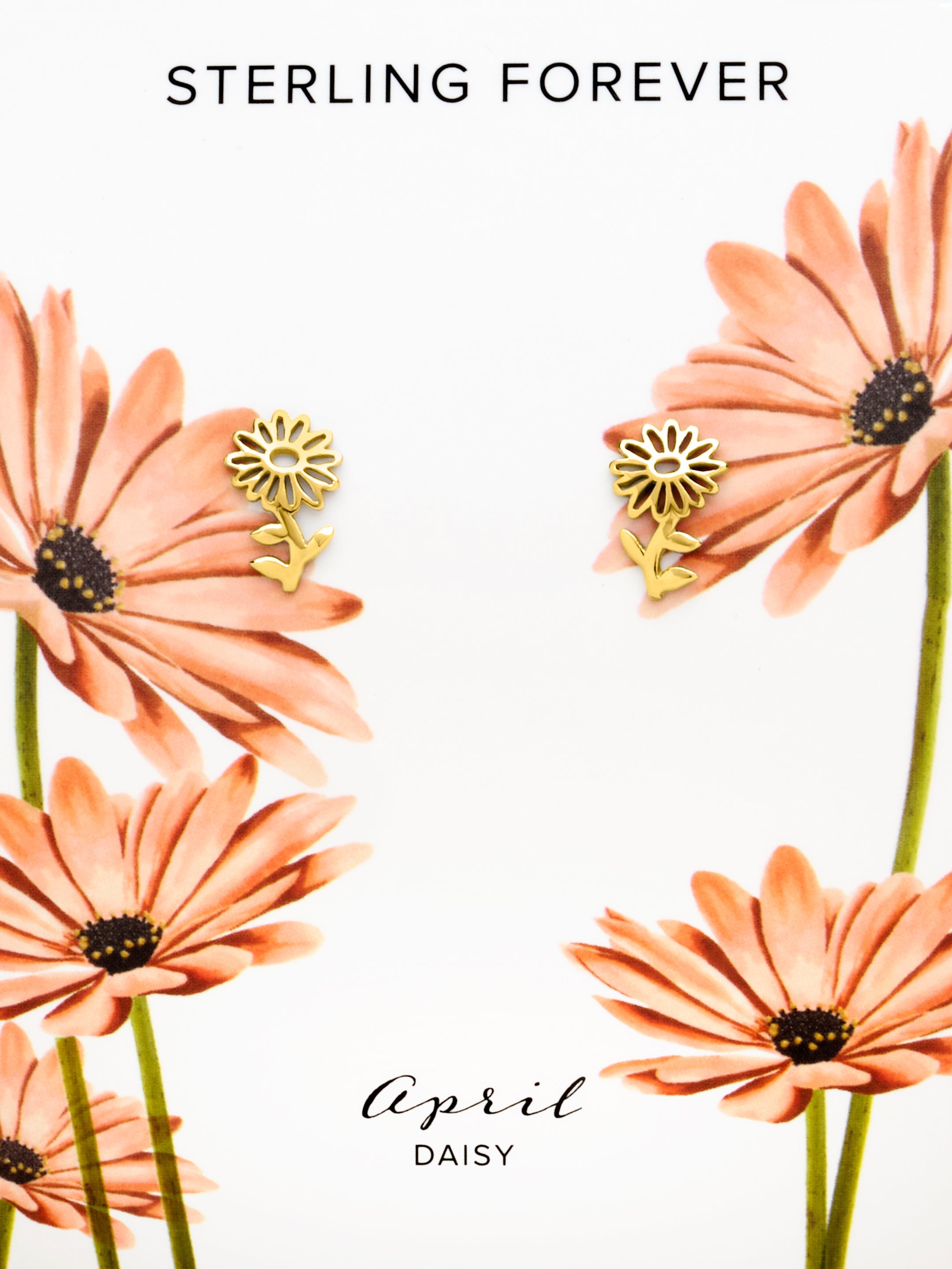 Sterling Silver Birth Flower Earring Studs - April