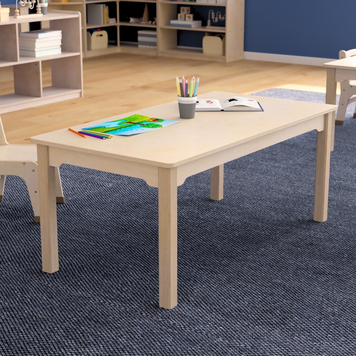 Flash Furniture  23.5 x 47.25 x 18 in. Bright Beginnings Commercial Grade Wooden Rectangular Preschool Classroom Activity Table, Beech