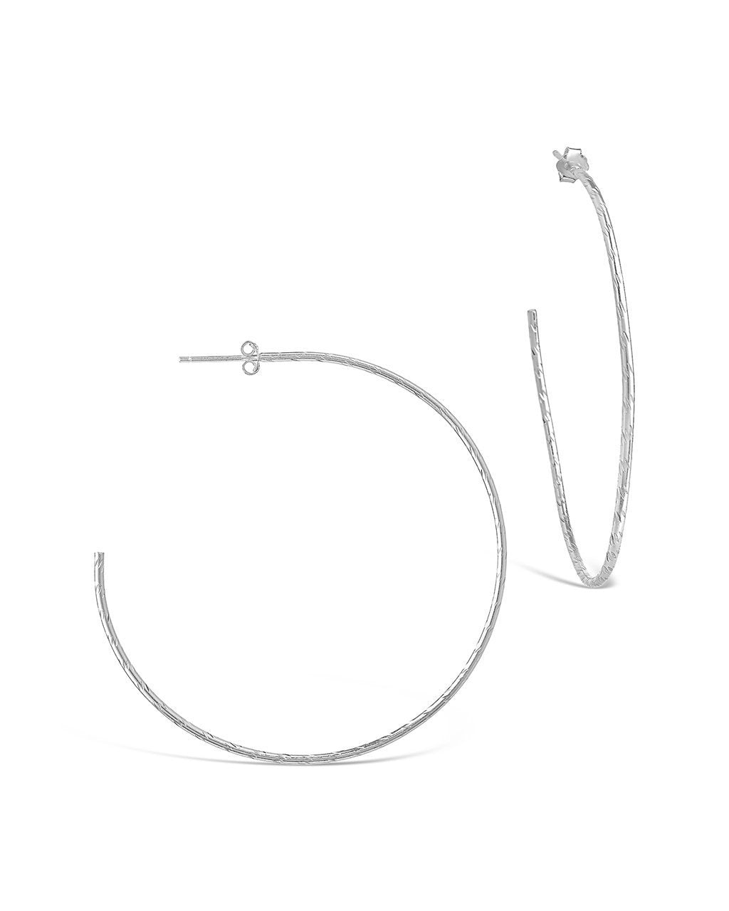 Sterling Silver Textured Hoops-Rose Gold