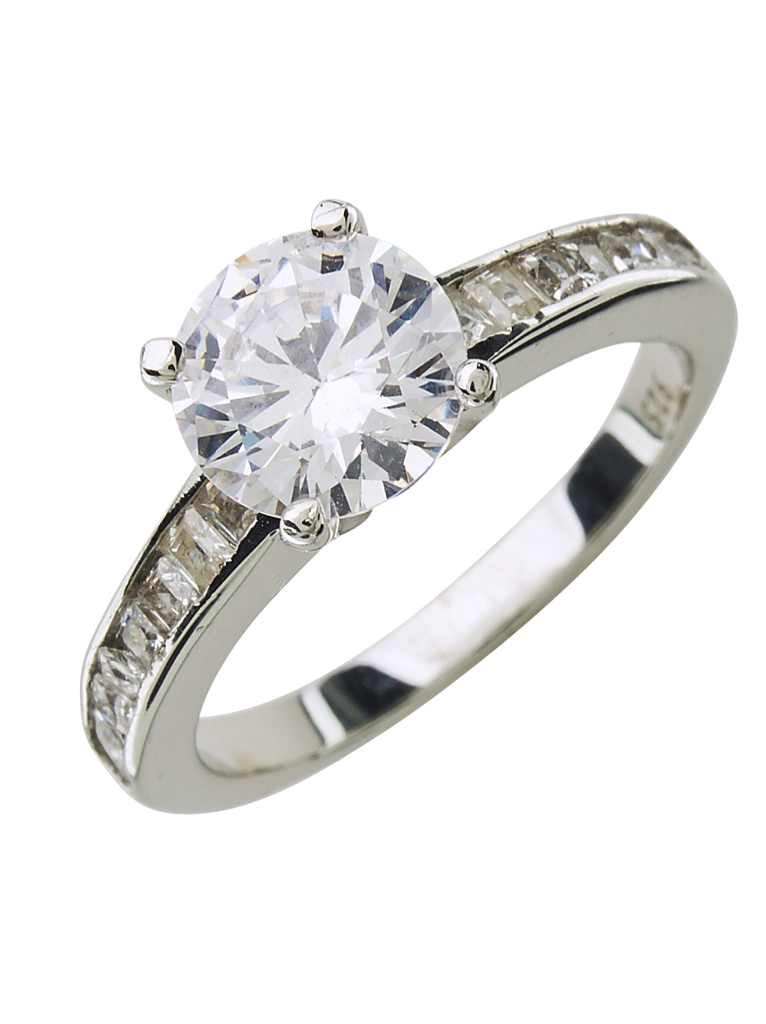 Sterling Silver Radiant CZ Engagement Ring