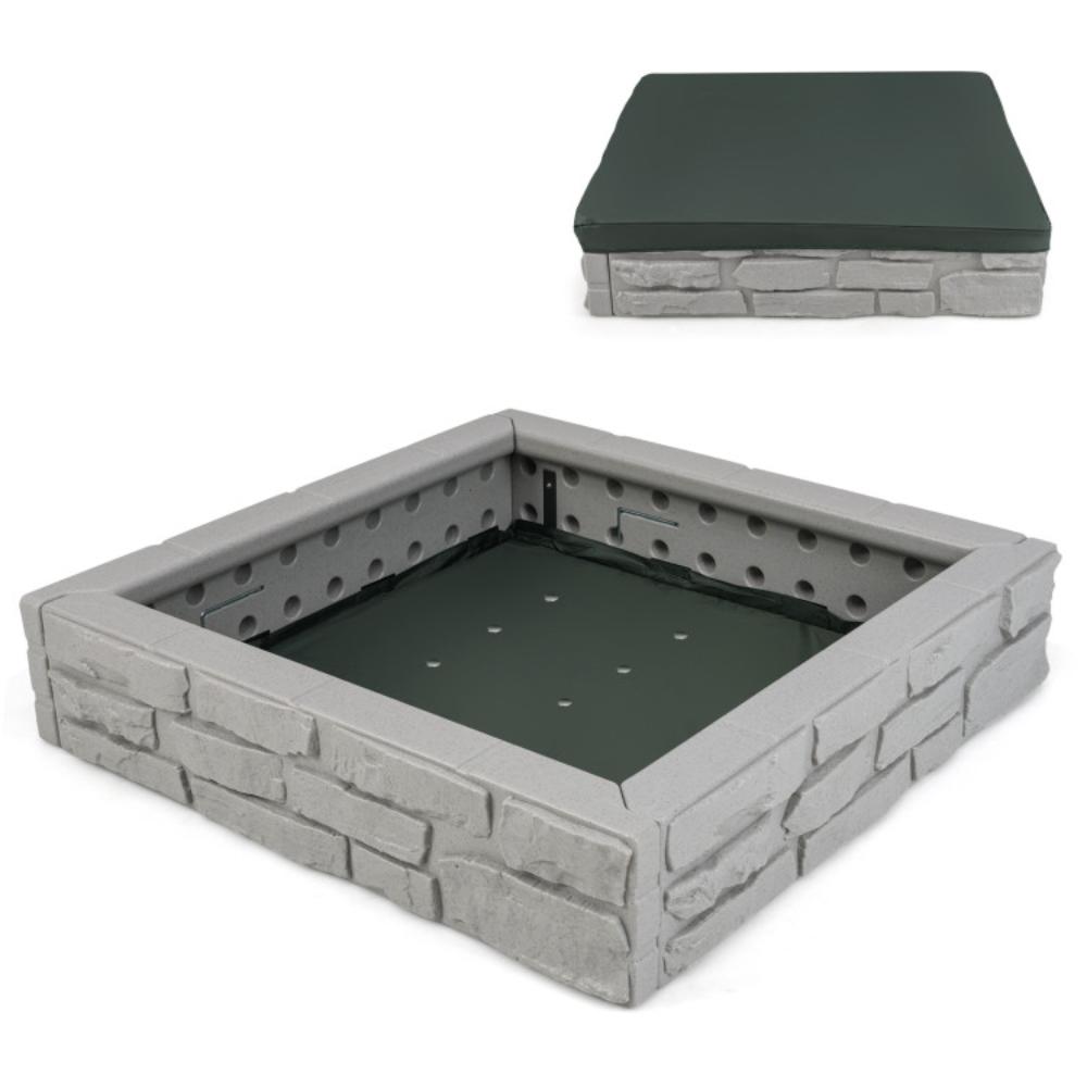 2-In-1 HDPE Kids Sandbox with Cover and Bottom Liner-White
