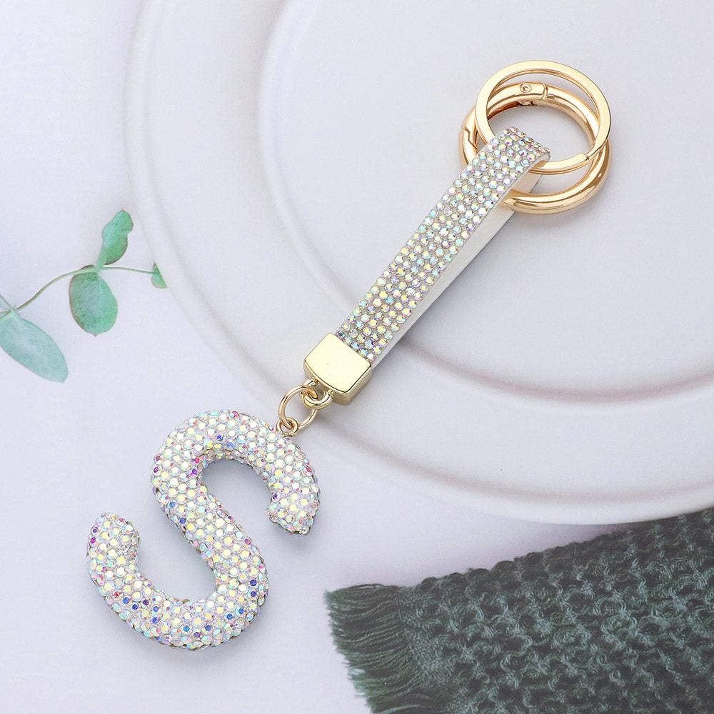 Bling Studded Monogram Initial S Keychain