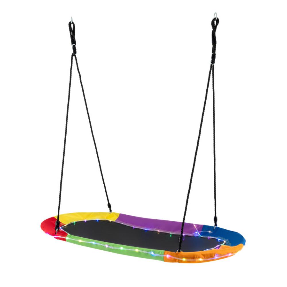 Hivvago 60 Inches Saucer Swing with LED Lights for Kids and Adults-Multicolor