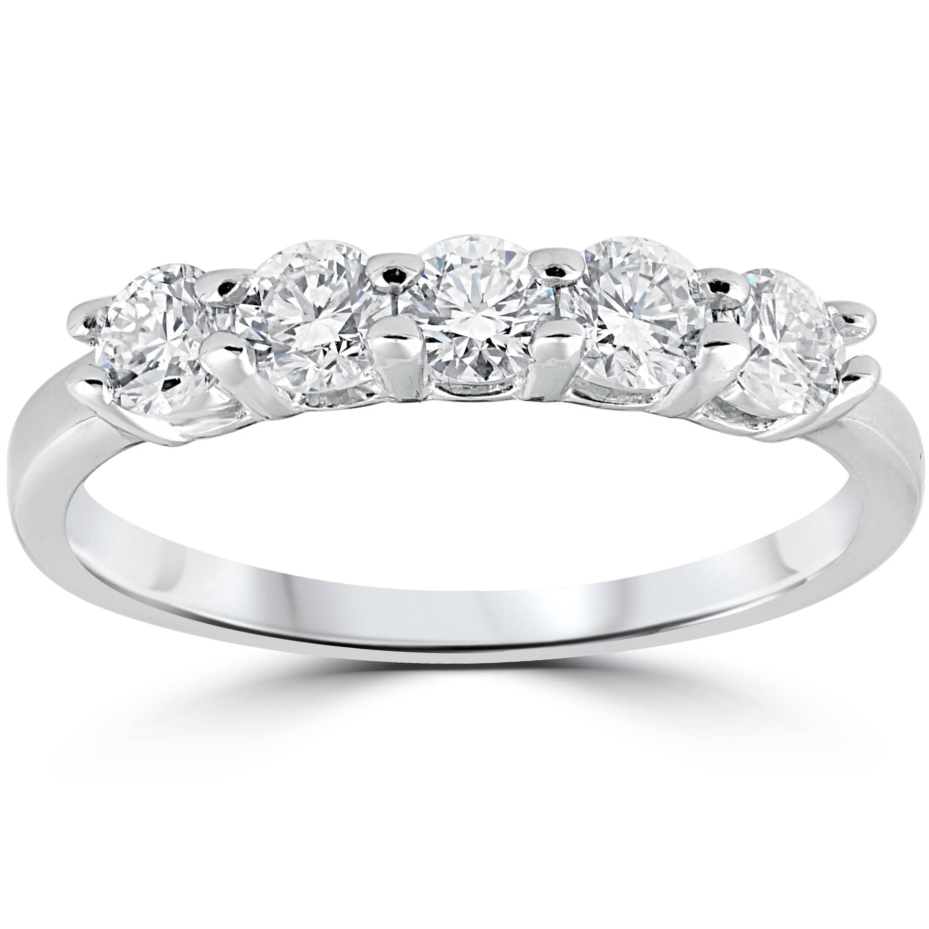 1/2Ct Moissanite Five Stone Wedding Ring in White, Yellow, or Rose Gold