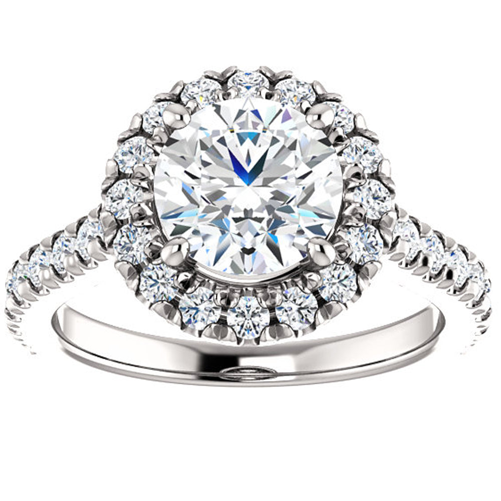 2 1/2 Ct Halo Diamond Round Cut Engagement Ring 14k White Gold
