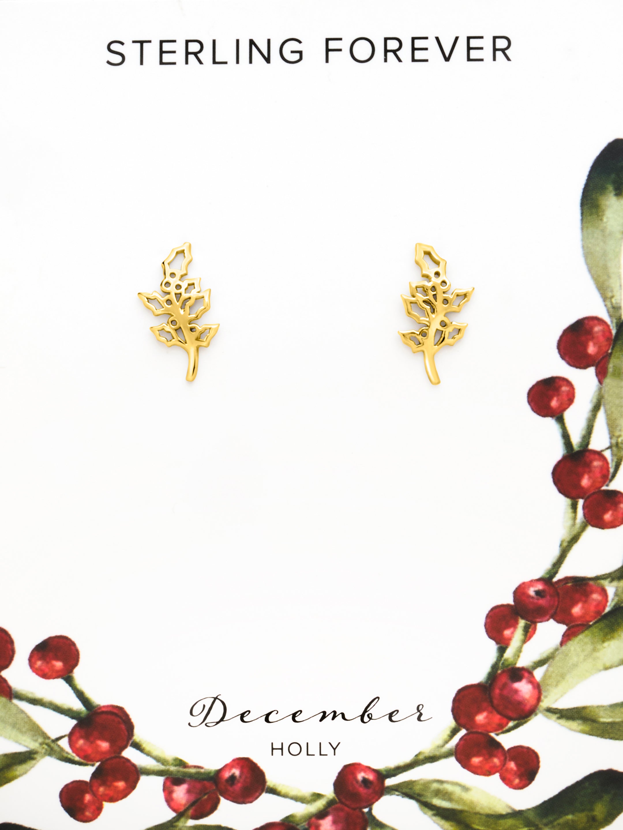 Sterling Silver Birth Flower Earring Studs - December