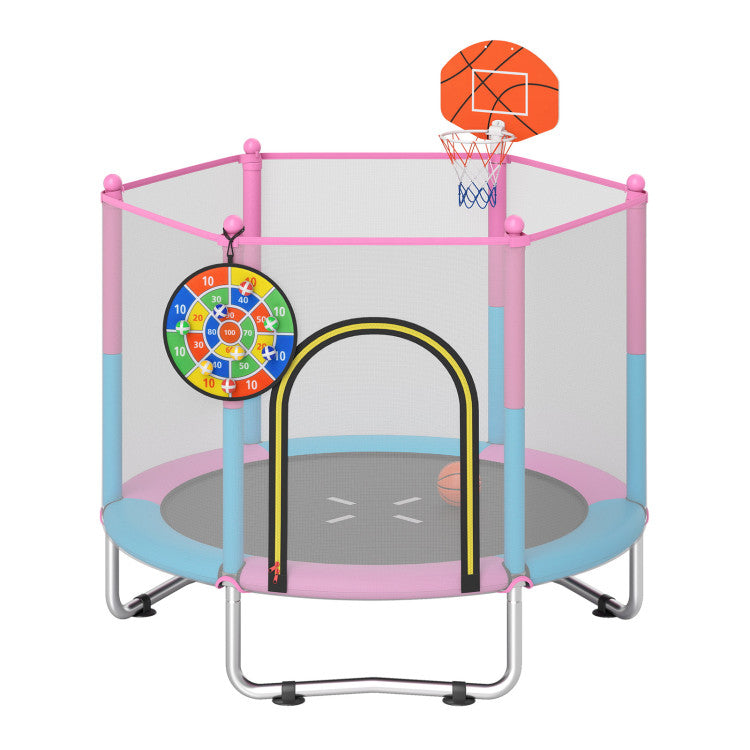 60 inch Kids Trampoline Toddler Recreational Trampoline with Basketball Hoop