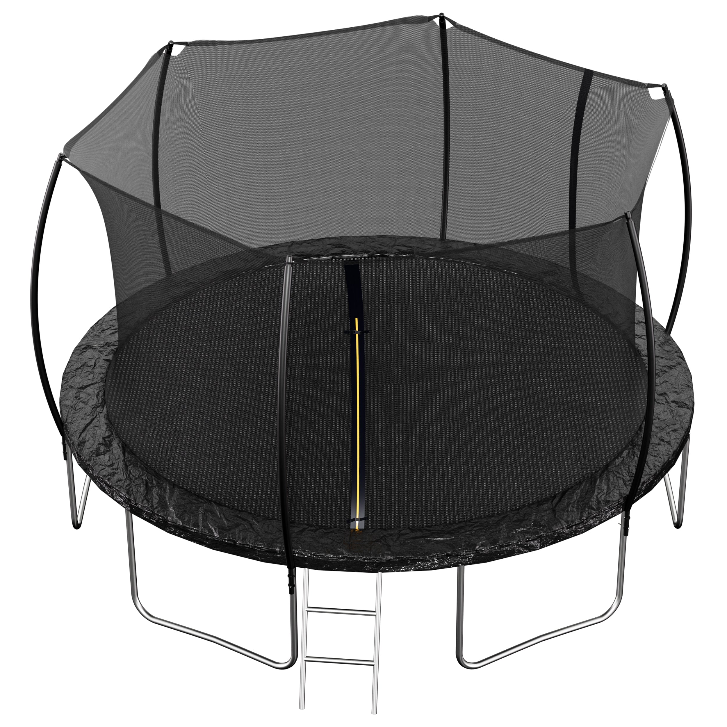 Streamdale 14FT Trampoline with Enclosure Net and Ladder, Curved fence pole