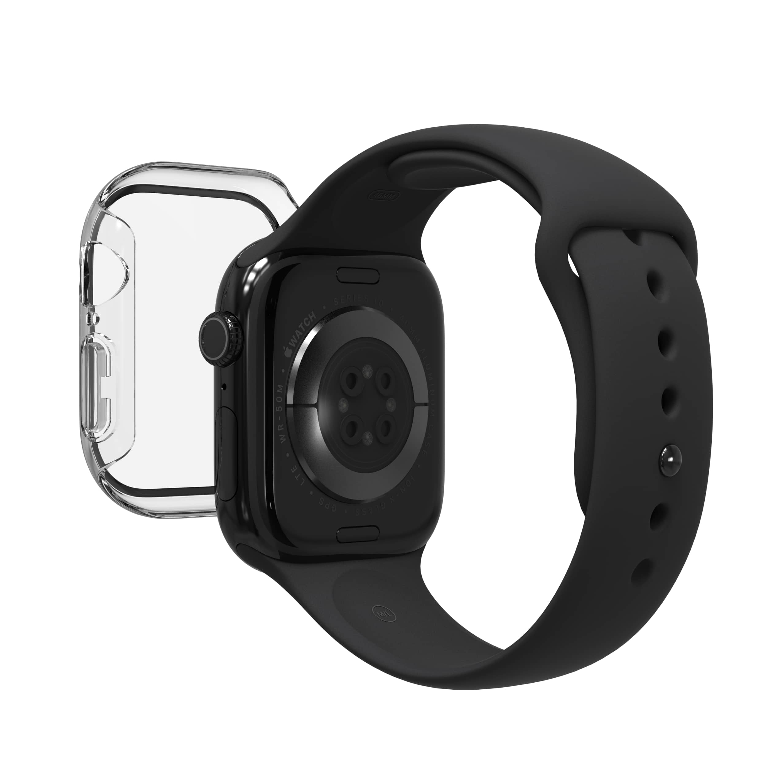ZAGG - InvisibleShield Glass Elite 360 Integrated Bumper + Screen Protection for Apple Watch Series 11/10 Small - Clear