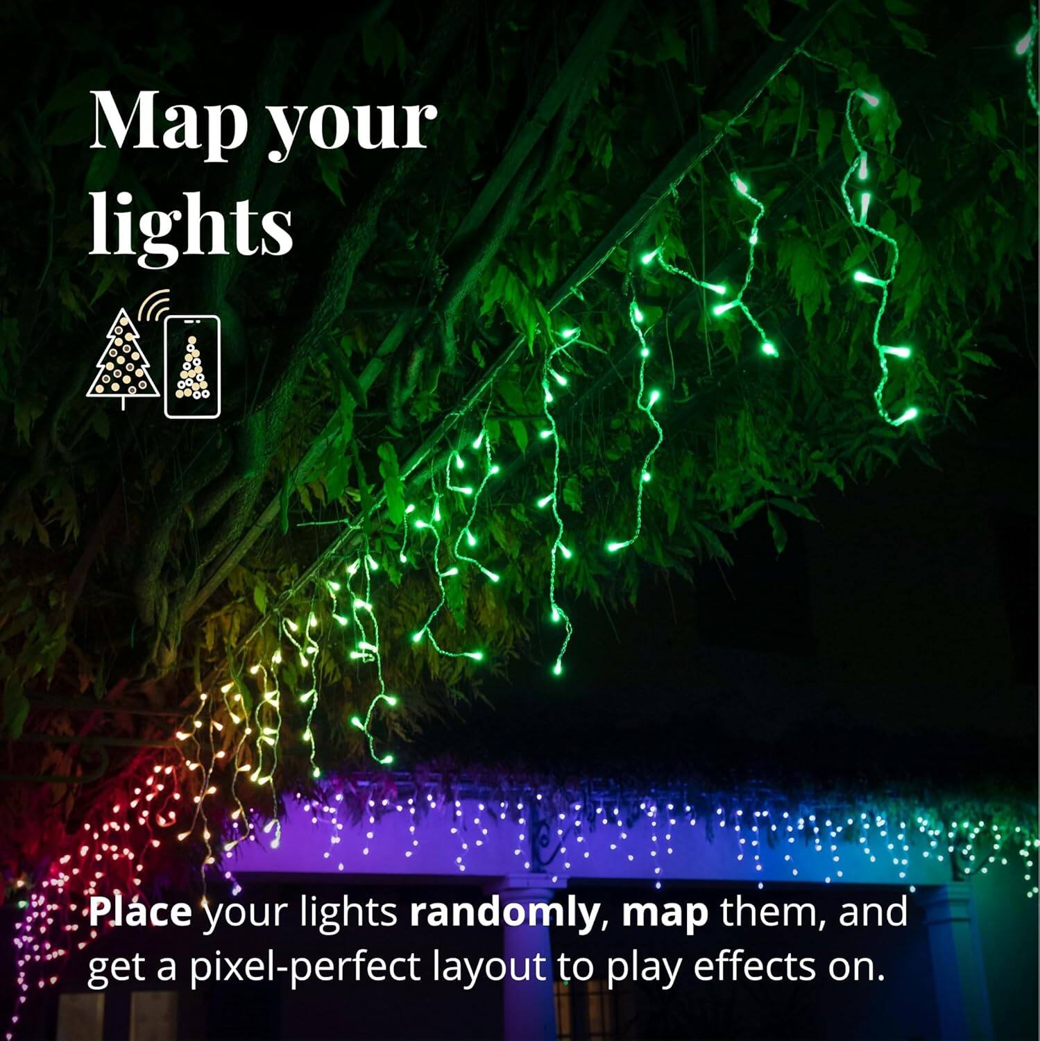 Twinkly - Smart Light Icicle LED 190 RGB (Gen II) - Black
